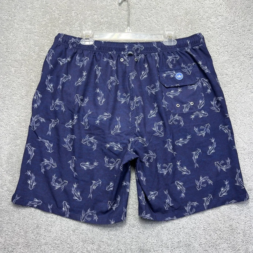 Peter Millar Seaside Board Shorts Mens XL Blue Koi Fish Print Lined Beachwear